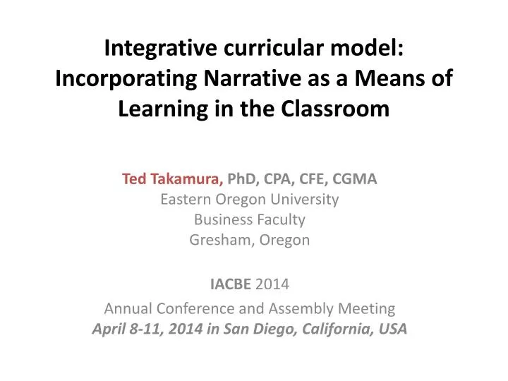 integrative curricular model incorporating narrative as a means of learning in the classroom