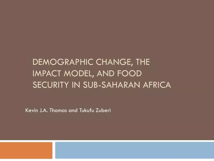 demographic change the impact model and food security in sub saharan africa