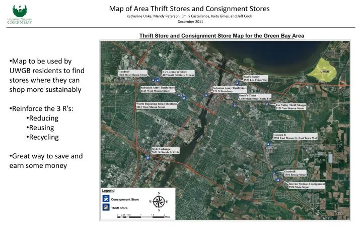map of area thrift stores and consignment stores