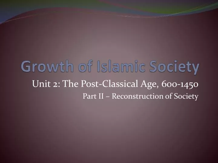 growth of islamic society
