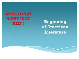 beginning of american literature