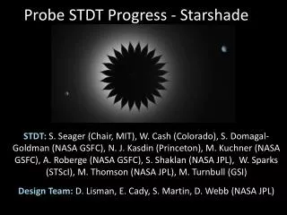 Probe STDT Progress - Starshade