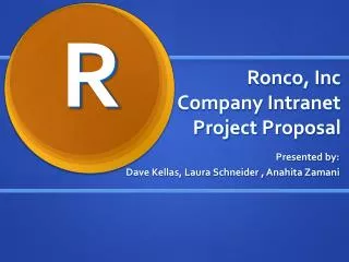 Ronco , Inc Company Intranet Project Proposal
