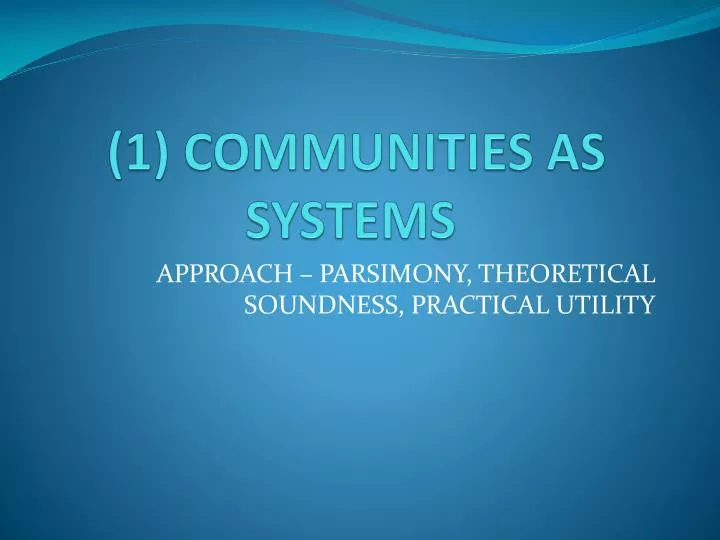 1 communities as systems