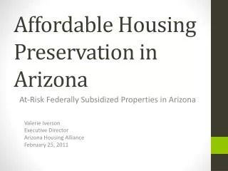 Affordable Housing Preservation in Arizona