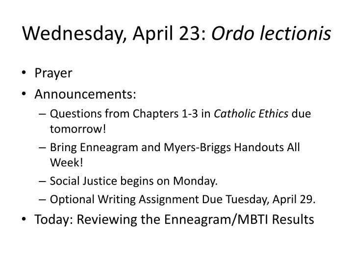 wednesday april 23 ordo lectionis