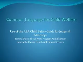 Common Language for Child Welfare