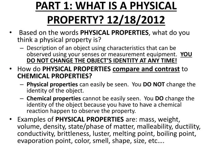 part 1 what is a physical property 12 18 2012