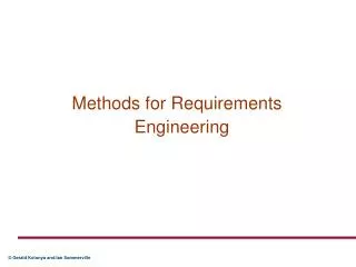 Methods for Requirements Engineering