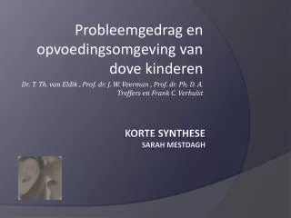 korte synthese sarah mestdagh