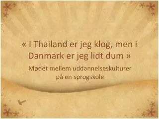 « I Thailand er jeg klog, men i Danmark er jeg lidt dum »
