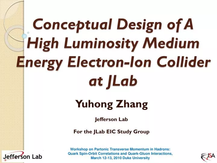 conceptual design of a high luminosity medium energy electron ion collider at jlab