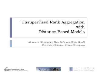 Unsupervised Rank Aggregation with Distance -Based Models