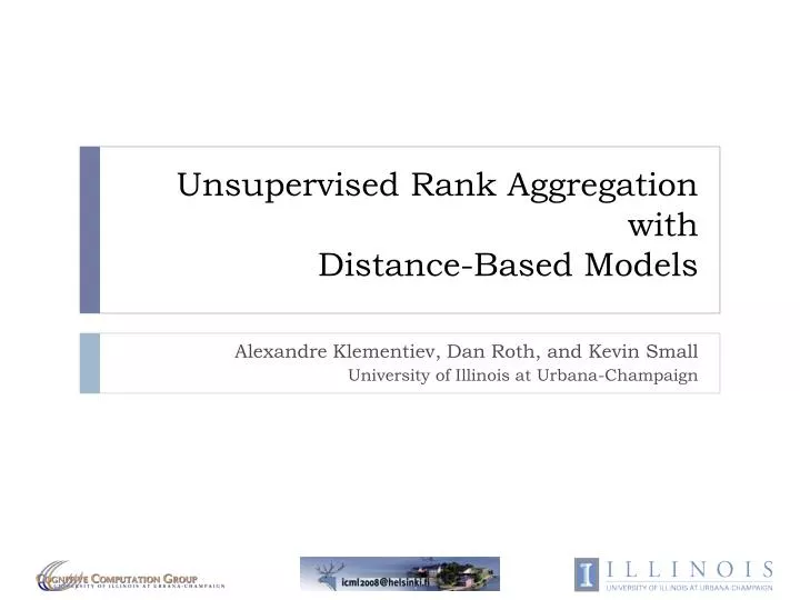 unsupervised rank aggregation with distance based models