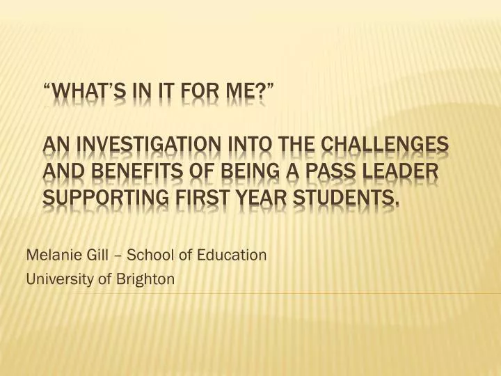 melanie gill school of education university of brighton