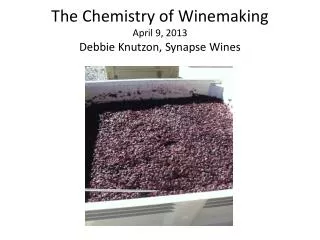 The Chemistry of Winemaking April 9, 2013 Debbie Knutzon, Synapse Wines