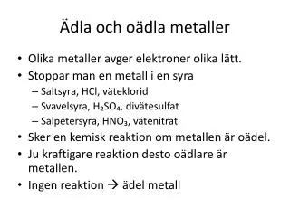 Ädla och oädla metaller