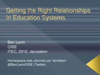 Getting the Right Relationships In Education Systems