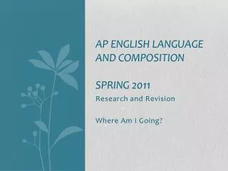 AP English LANGUAGE AND COMPOSITION SPRING 2011