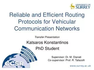 Reliable and Efficient Routing Protocols for Vehicular Communication Networks