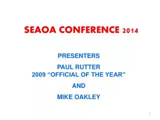 SEAOA CONFERENCE 2014