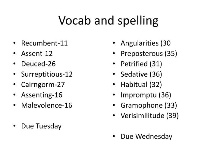 vocab and spelling