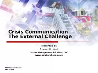 Crisis Communication The External Challenge