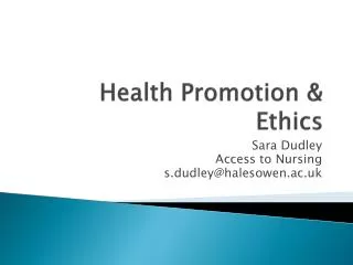Health Promotion &amp; Ethics