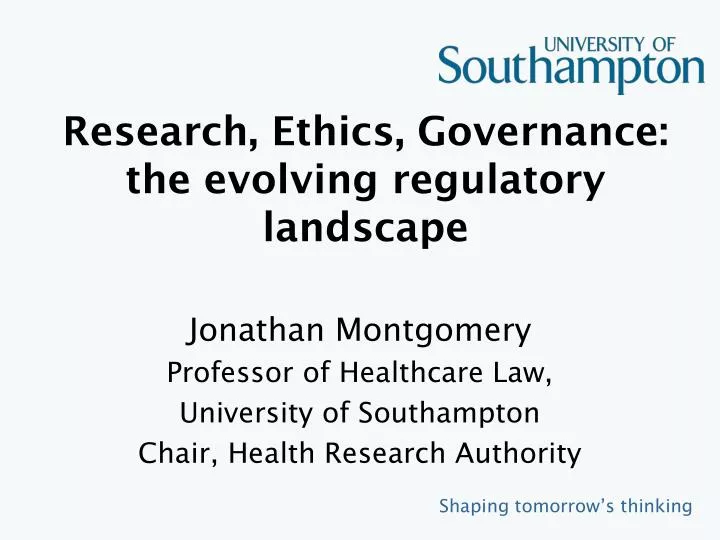 research ethics governance the evolving regulatory landscape