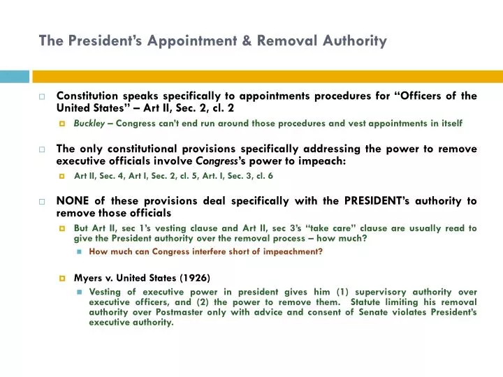 the president s appointment removal authority