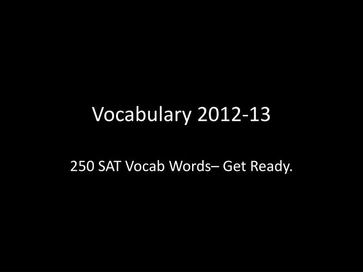 vocabulary 2012 13