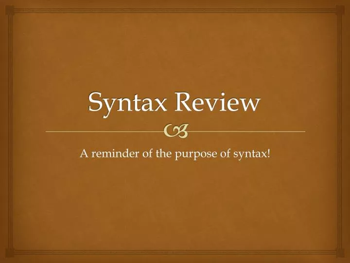 syntax review