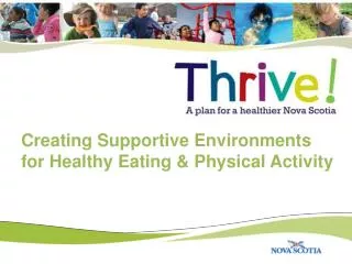 Creating Supportive Environments for Healthy Eating &amp; Physical Activity