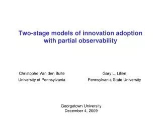 Two-stage models of innovation adoption with partial observability