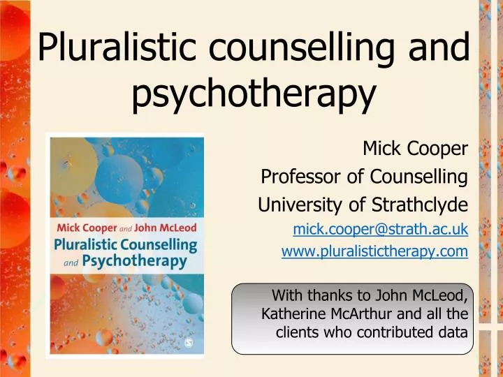 pluralistic counselling and psychotherapy