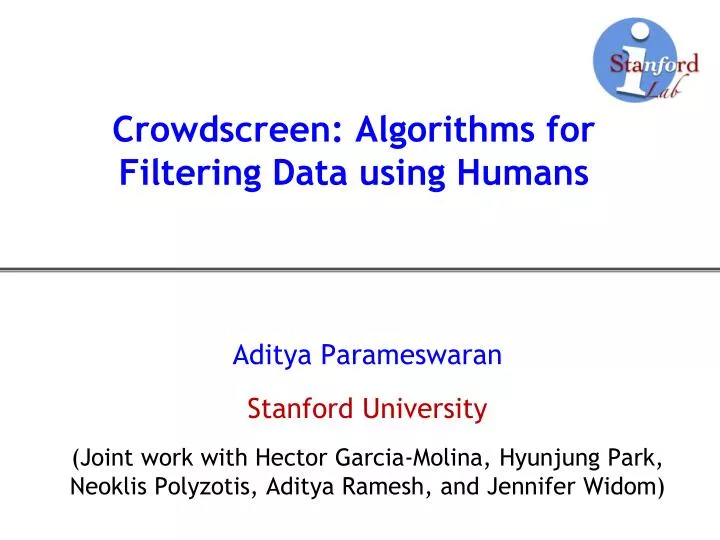 crowdscreen algorithms for filtering data using humans