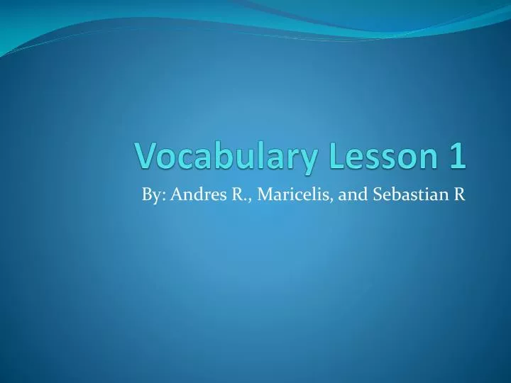 vocabulary lesson 1