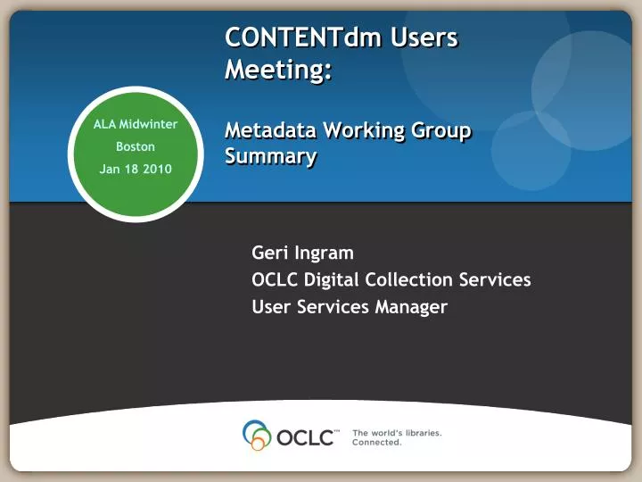 contentdm users meeting metadata working group summary