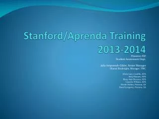 Stanford/Aprenda Training 2013-2014