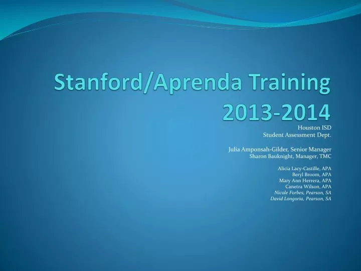 stanford aprenda training 2013 2014