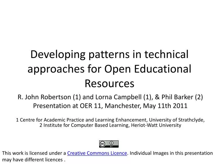 developing patterns in technical approaches for open educational resources