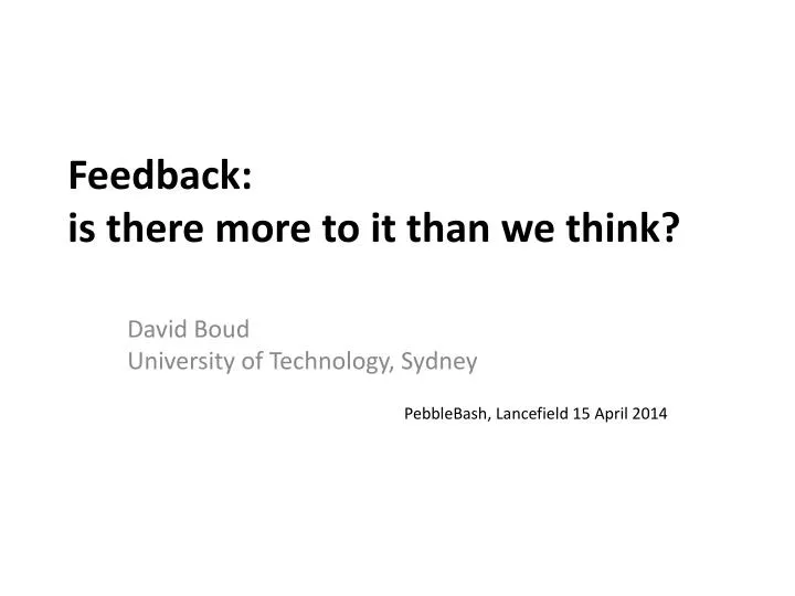 feedback is there more to it than we think