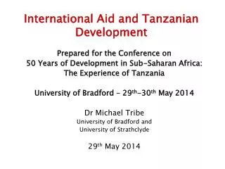International Aid and Tanzanian Development