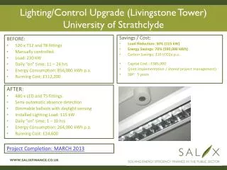 Lighting/Control Upgrade (Livingstone Tower) University of Strathclyde
