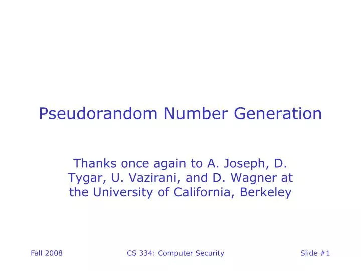 pseudorandom number generation