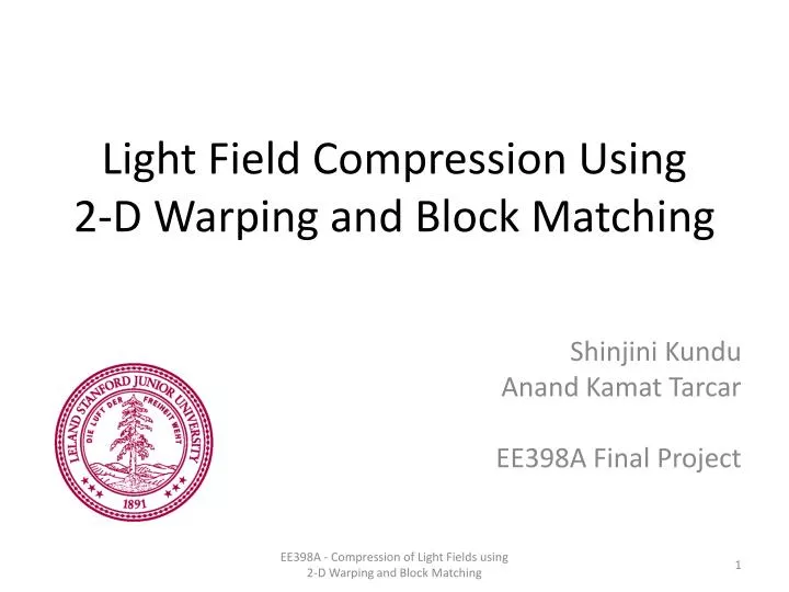 light field compression using 2 d warping and block matching