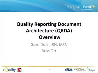 Quality Reporting Document Architecture (QRDA) Overview