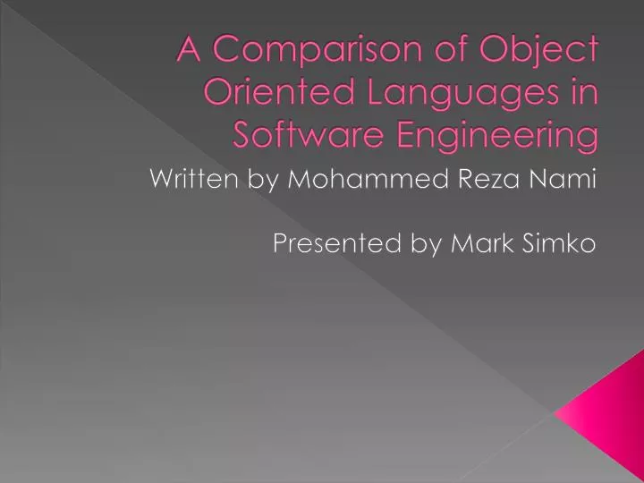 a comparison of object oriented languages in software engineering