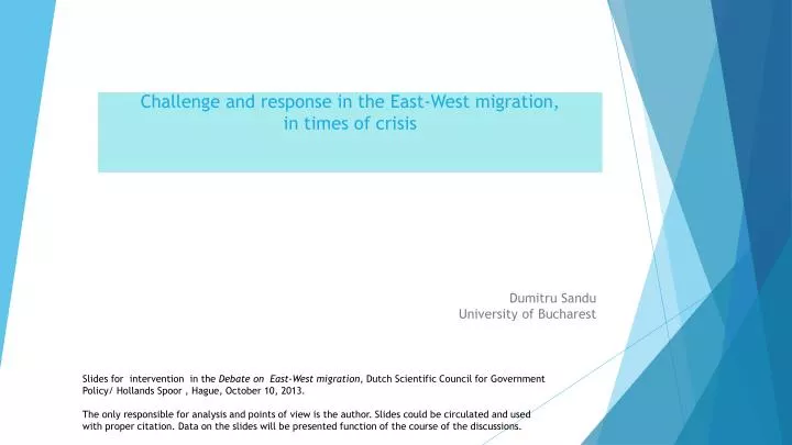 challenge and response in the east west migration in times of crisis