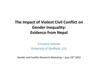 The Impact of Violent Civil Conflict on Gender Inequality: Evidence from Nepal